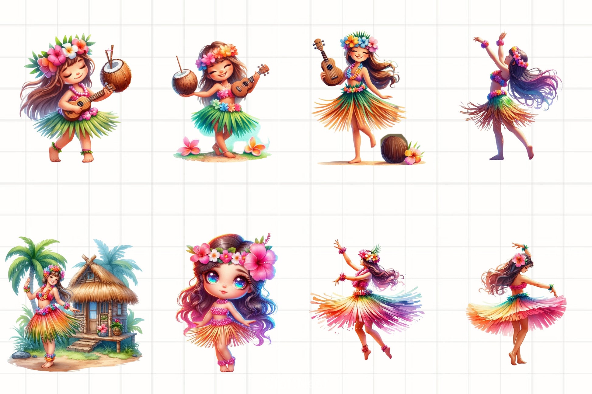 Hula Girl Clipart Bundle 2 - CraftNest - Digital Crafting and Art