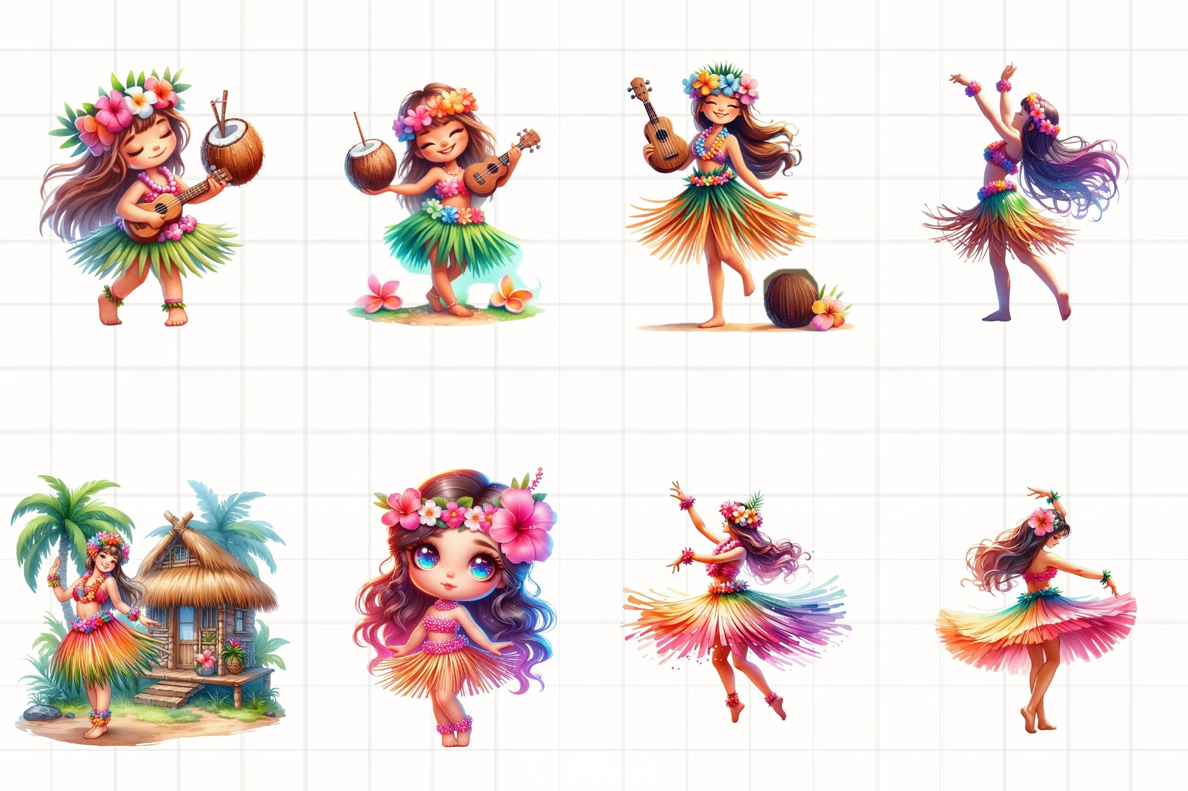 Hula Girl Clipart Bundle 2 - CraftNest - Digital Crafting and Art