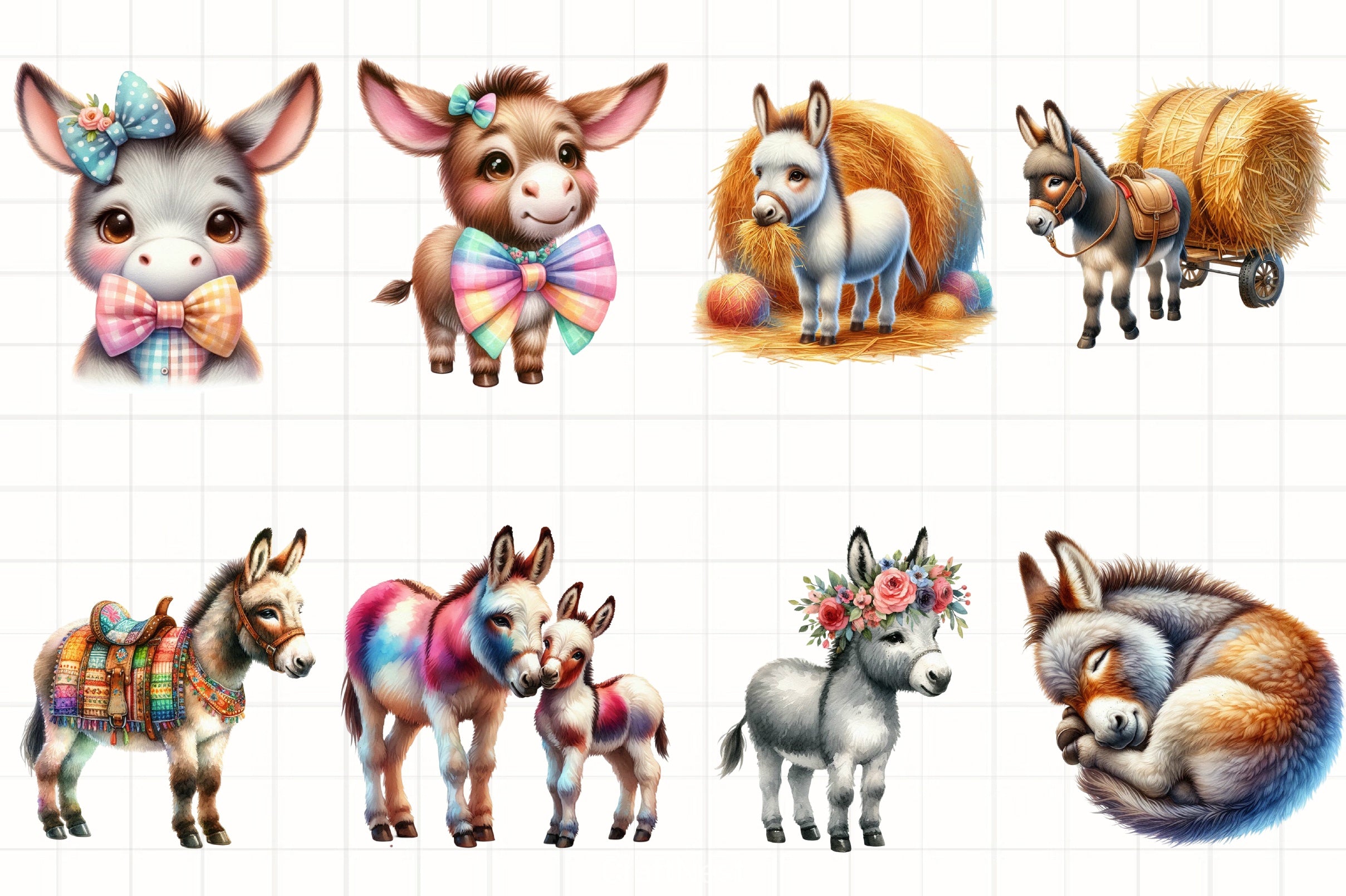 Farm Donkey Clipart Bundle - CraftNest - Digital Crafting and Art