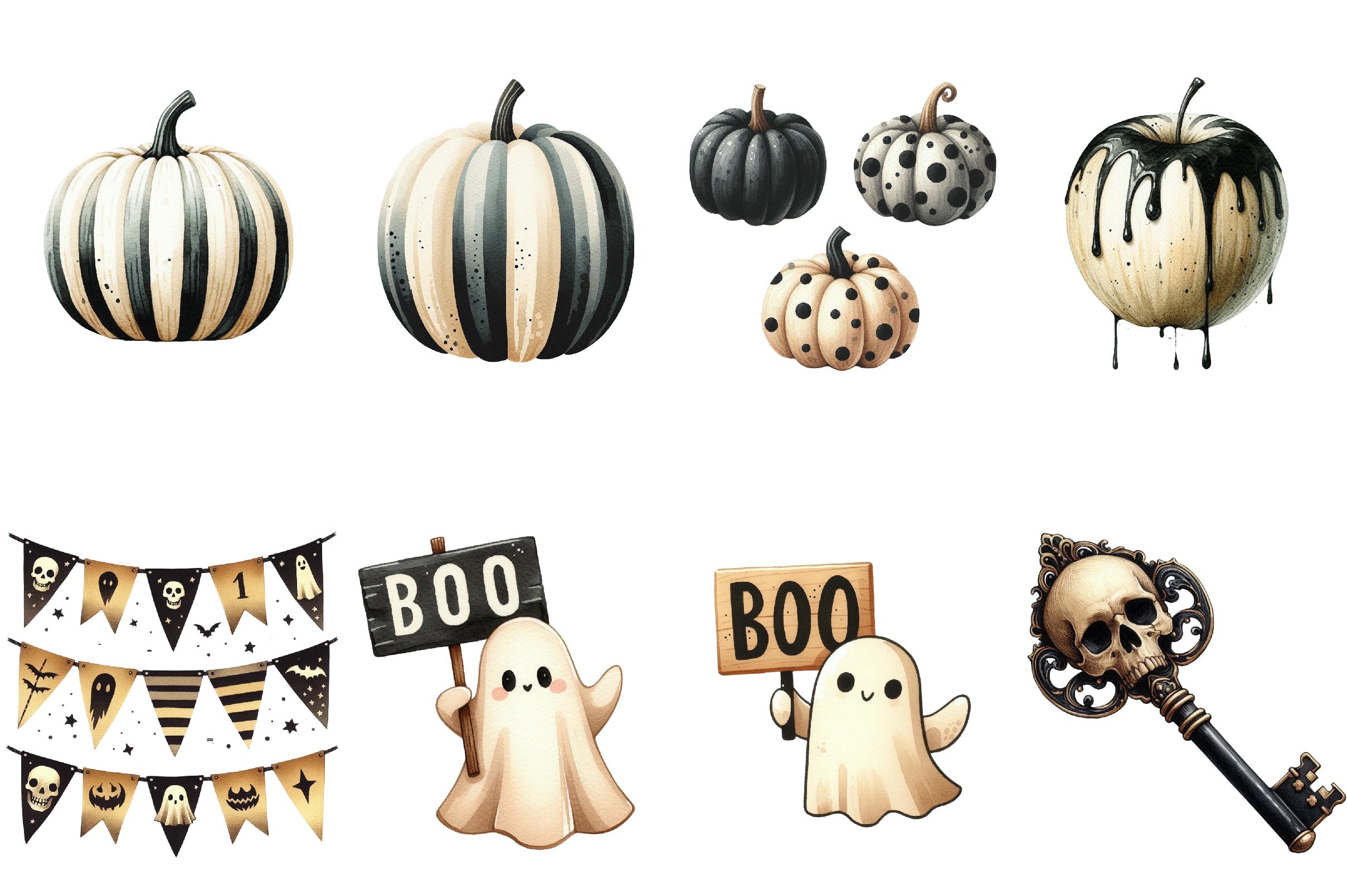 Beige & Black Halloween Clipart Bundle 2 - CraftNest - Digital Crafting and Art
