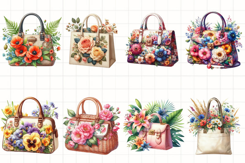 Flower Handbags Clipart Bundle - CraftNest - Digital Crafting and Art