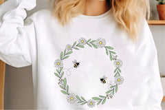 Floral Wreath Bees & Daisies Clipart Bundle - CraftNest - Digital Crafting and Art