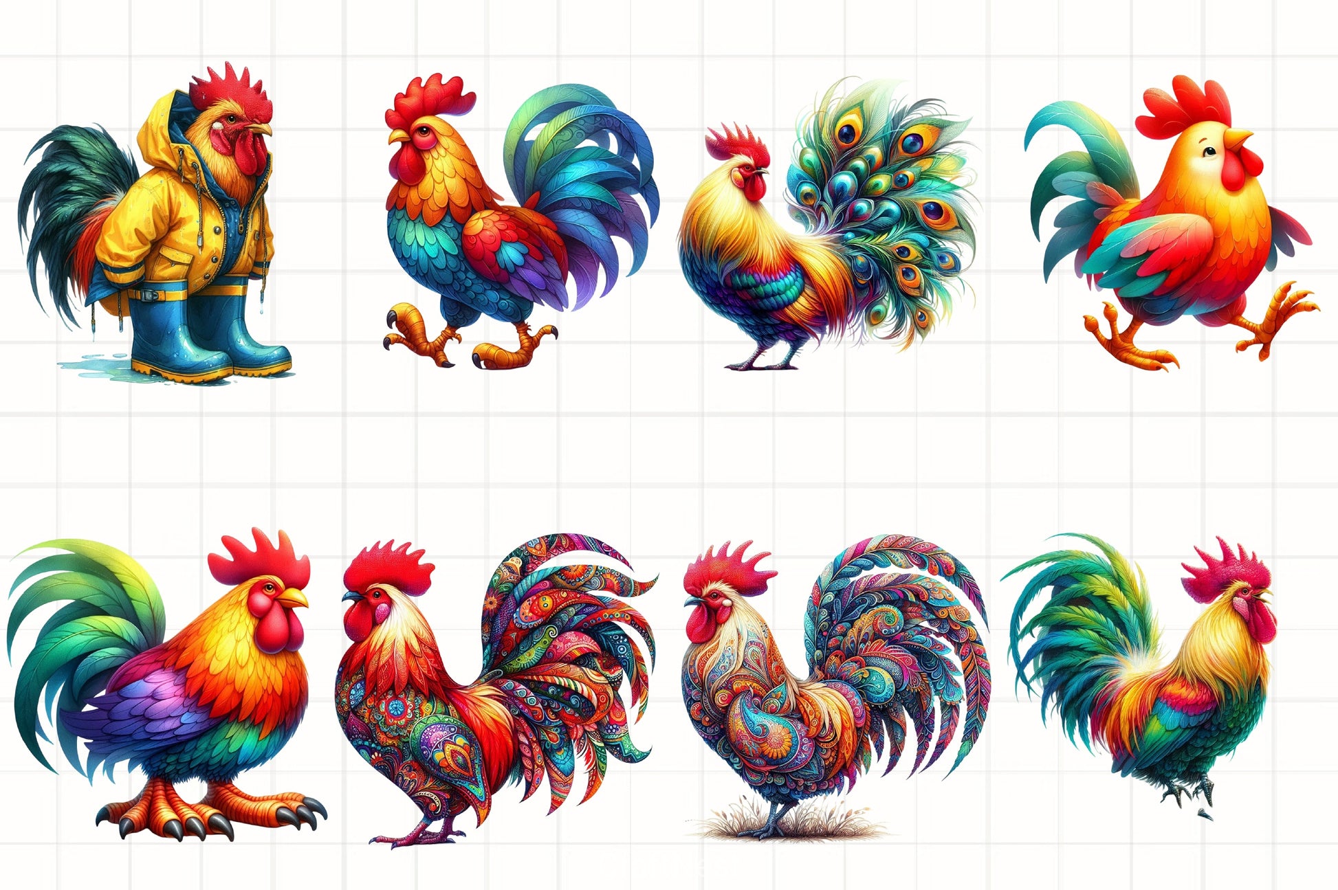 Rooster Chicken Clipart Bundle - CraftNest - Digital Crafting and Art