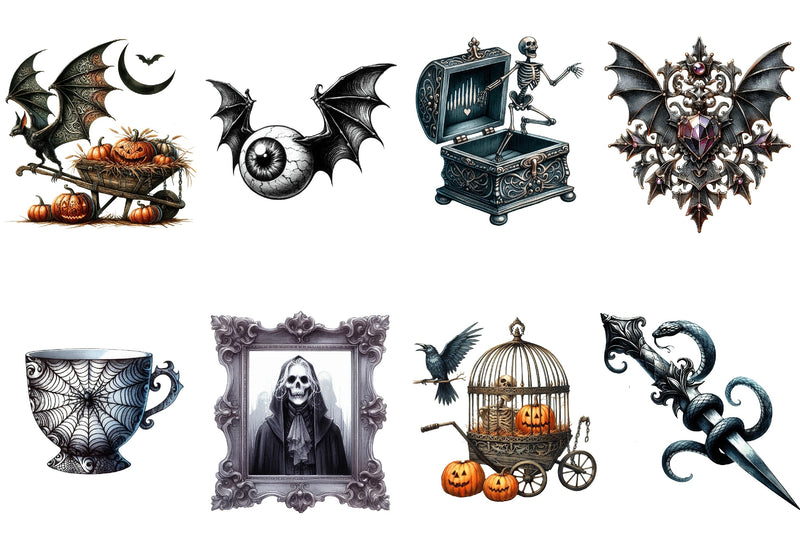 Antique Gothic Halloween Clipart Bundle - CraftNest - Digital Crafting and Art