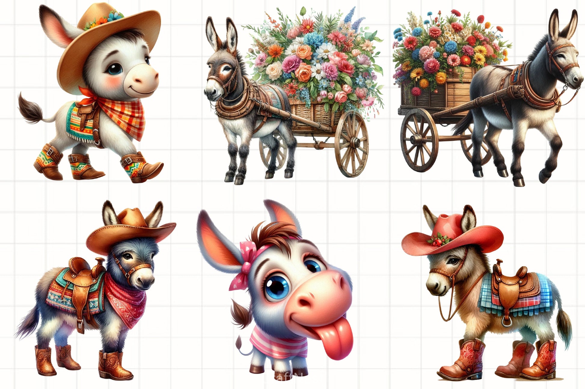 Farm Donkey Clipart Bundle - CraftNest - Digital Crafting and Art