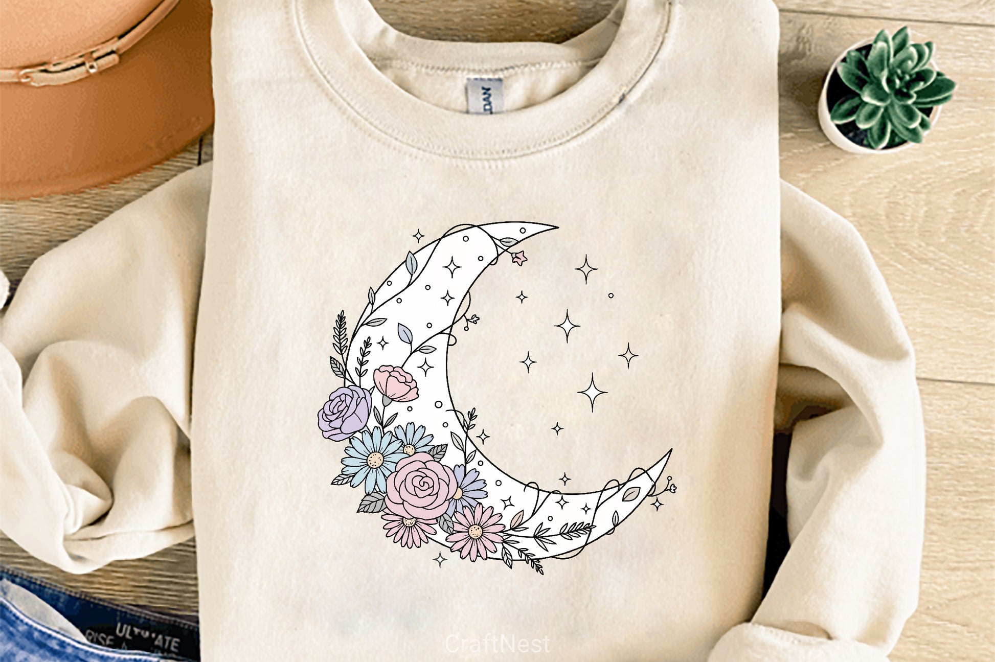 Crescent Moon Floral Clipart Bundle - CraftNest - Digital Crafting and Art