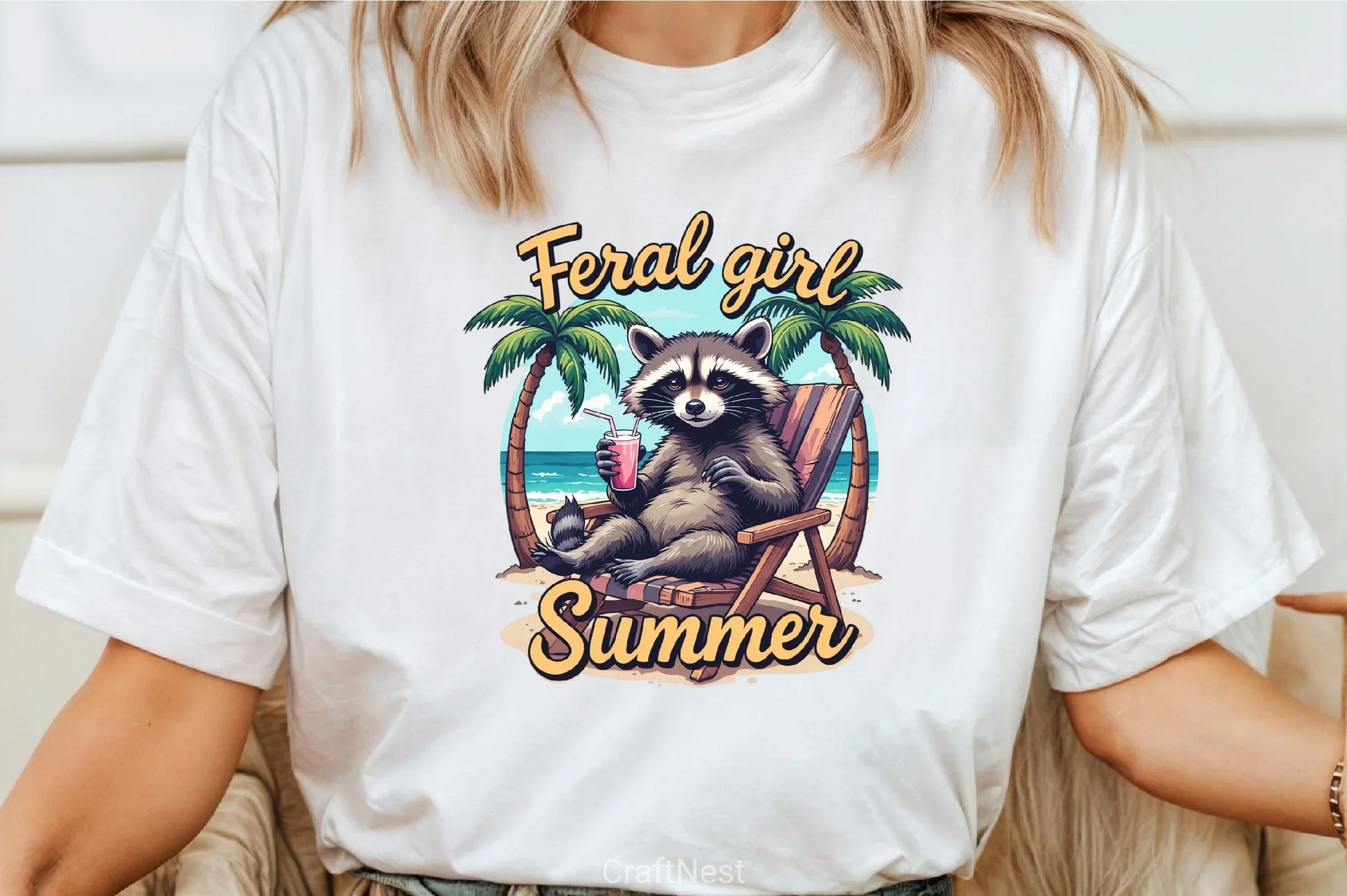 Feral Girl Summer Raccoon Shirt Clipart Bundle 2 - CraftNest - Digital Crafting and Art
