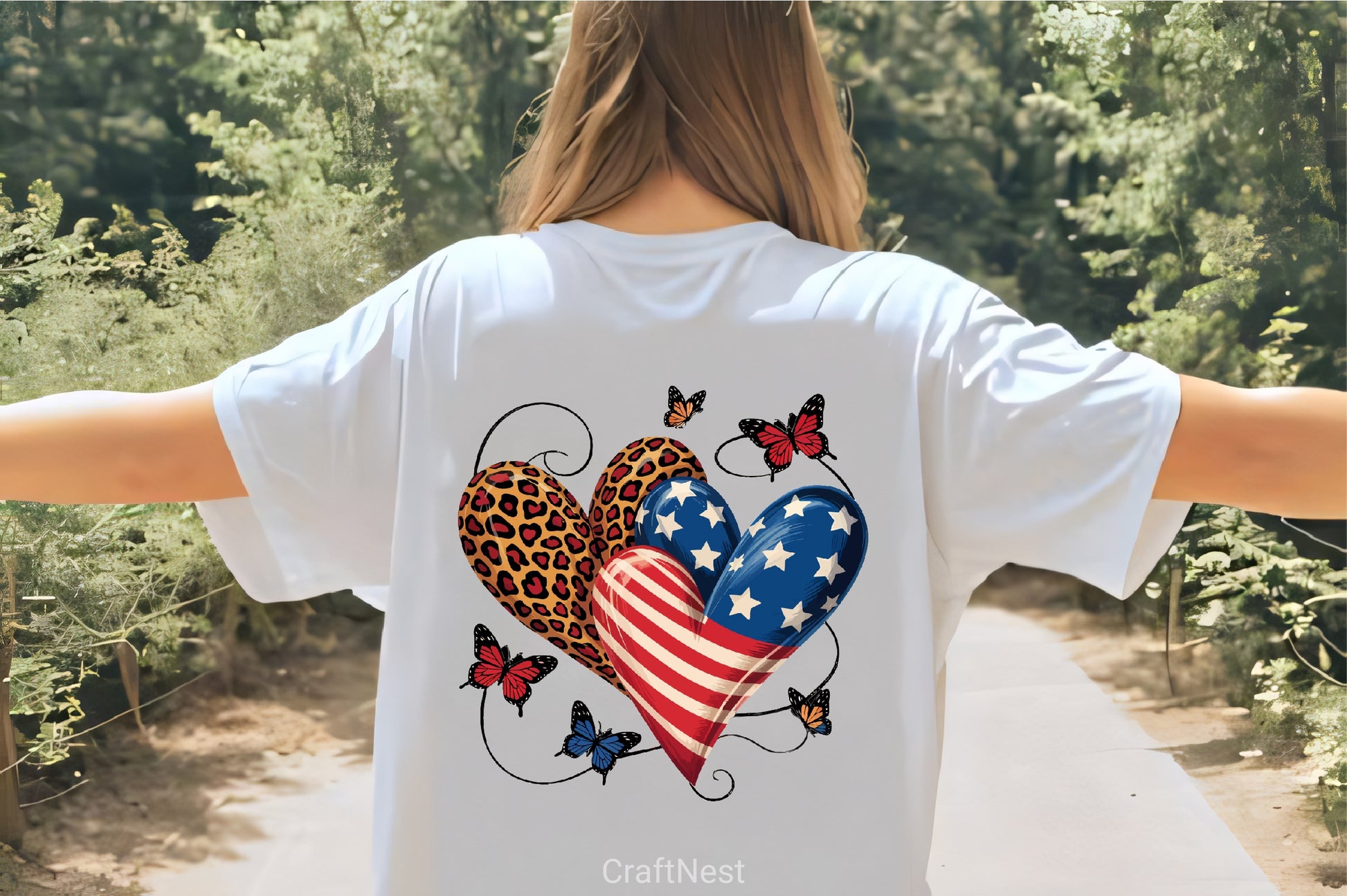 American & Leopard Print Hearts with Butterflies Clipart Bundle - CraftNest - Digital Crafting and Art