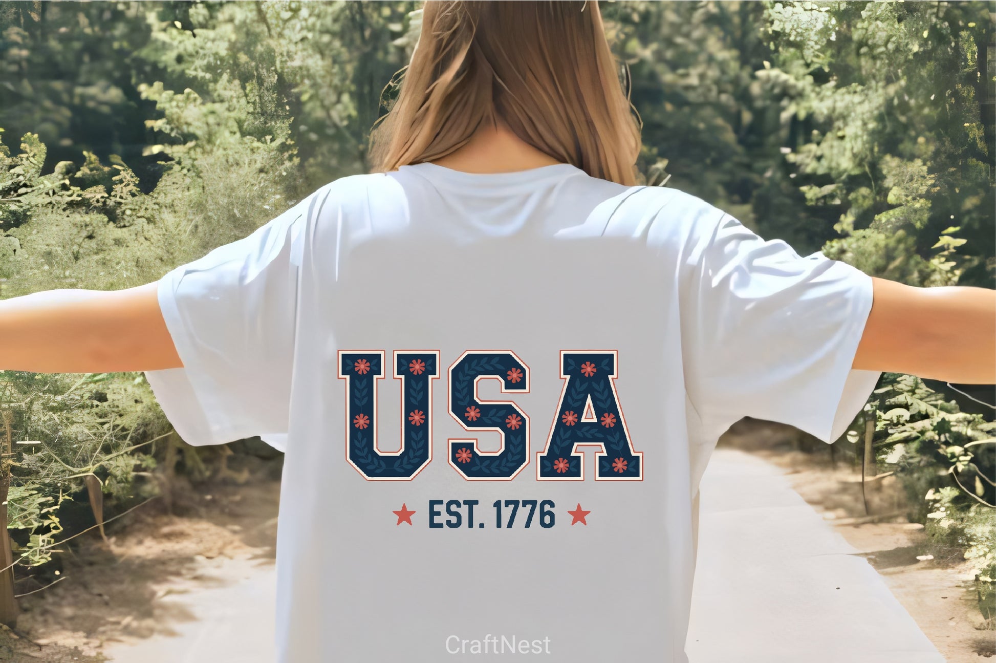 USA Floral Design Patriotic Tee Clipart Bundle - CraftNest - Digital Crafting and Art