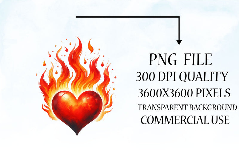 Flaming Heart Clipart Bundle 10 - CraftNest - Digital Crafting and Art
