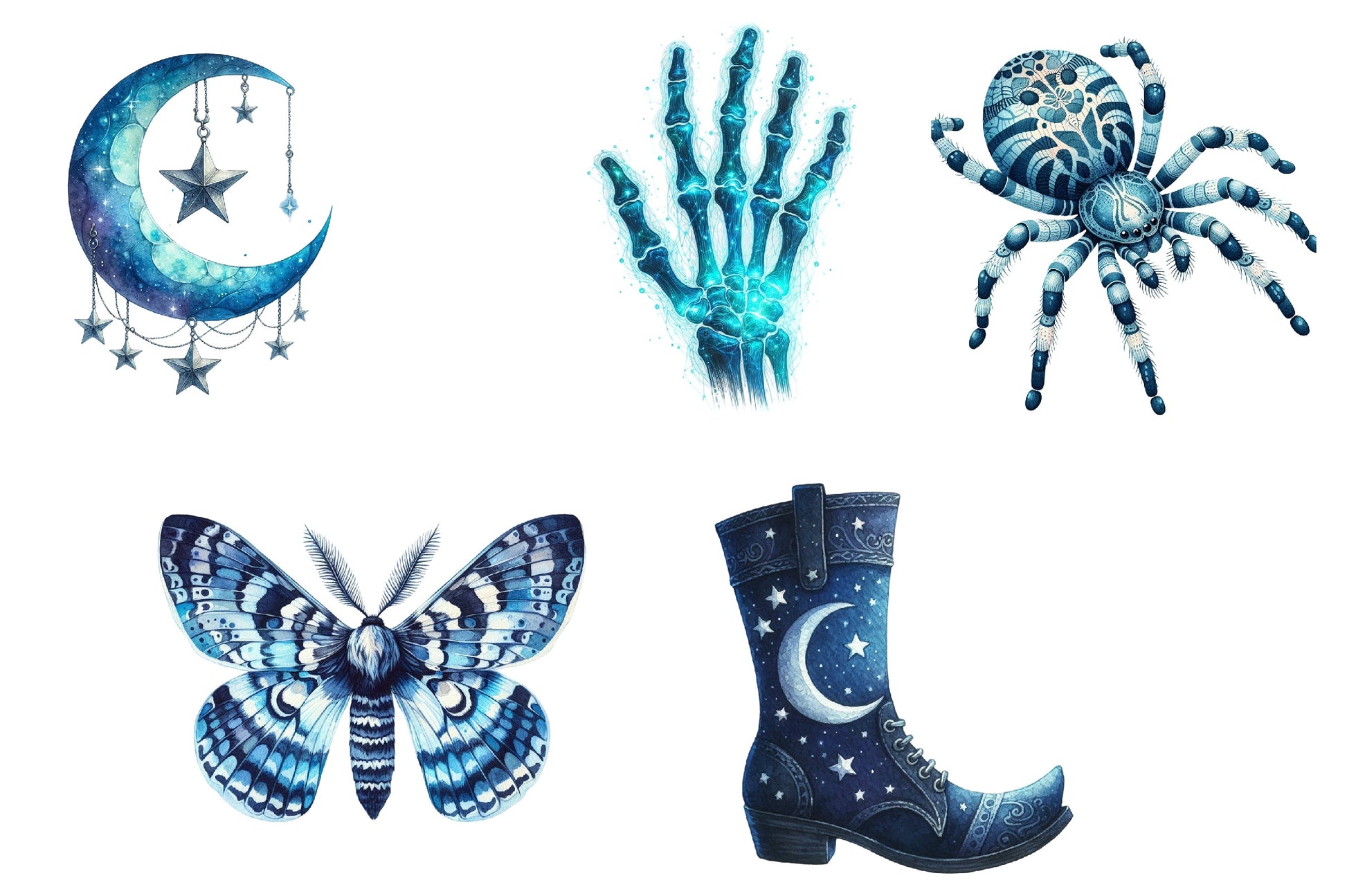 Blue Halloween Clipart Bundle 3 - CraftNest - Digital Crafting and Art