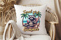 Feral Girl Summer Raccoon Shirt Clipart Bundle 2 - CraftNest - Digital Crafting and Art