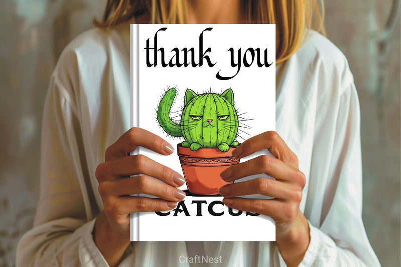 Catcus Funny Cactus Cat Clipart Bundle - CraftNest - Digital Crafting and Art