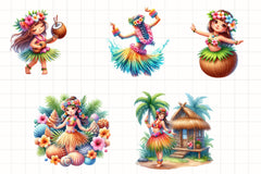 Hula Girl Clipart Bundle 2 - CraftNest - Digital Crafting and Art