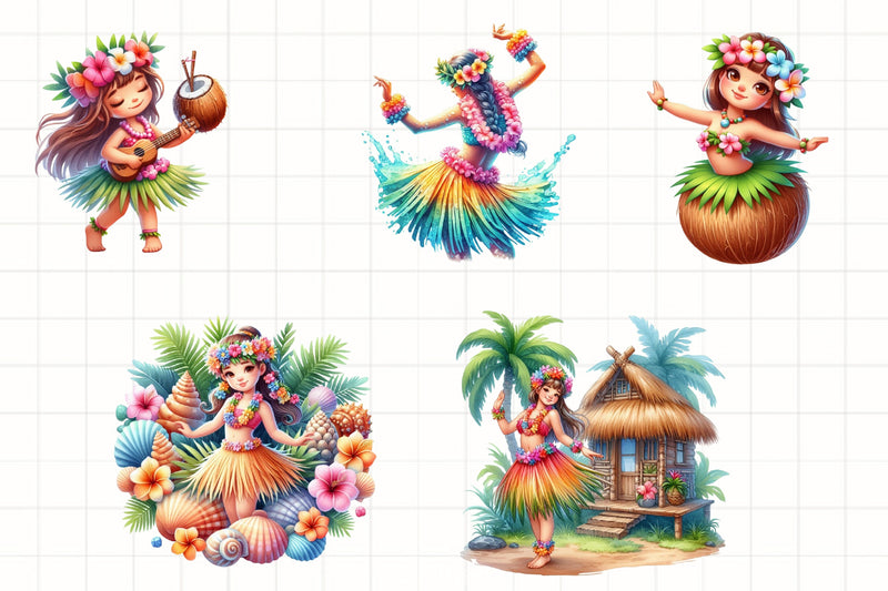 Hula Girl Clipart Bundle 2 - CraftNest - Digital Crafting and Art
