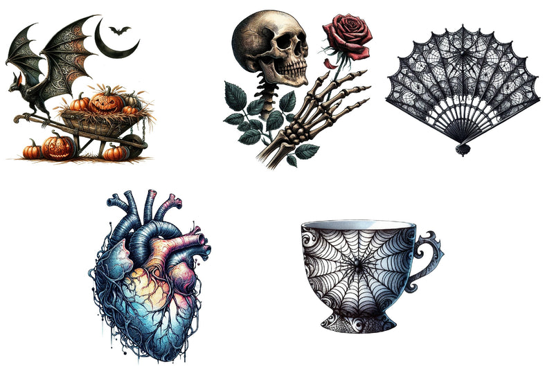 Antique Gothic Halloween Clipart Bundle - CraftNest - Digital Crafting and Art