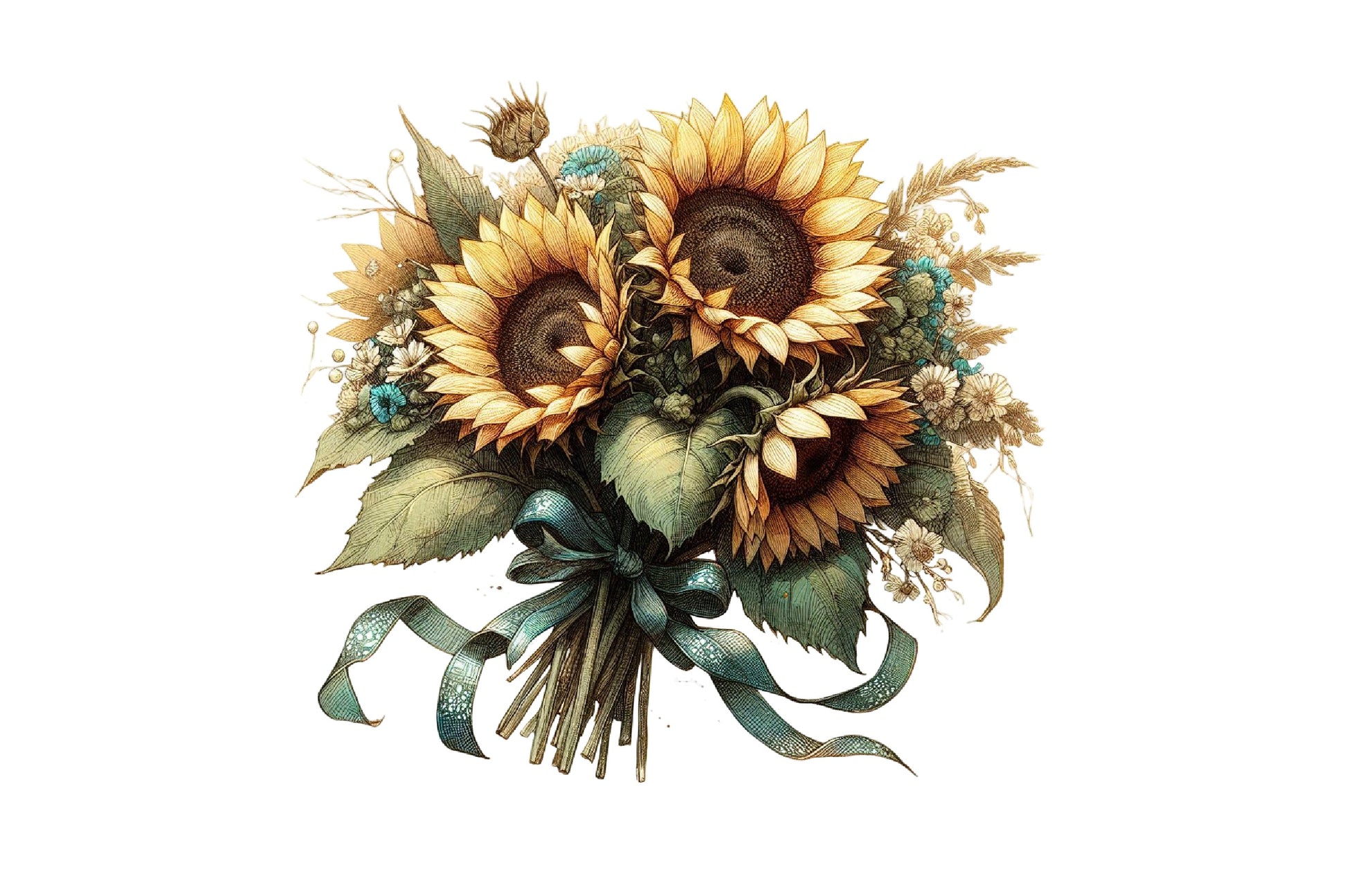 Vintage Sunflowers Autumn Clipart Bundle - CraftNest - Digital Crafting and Art