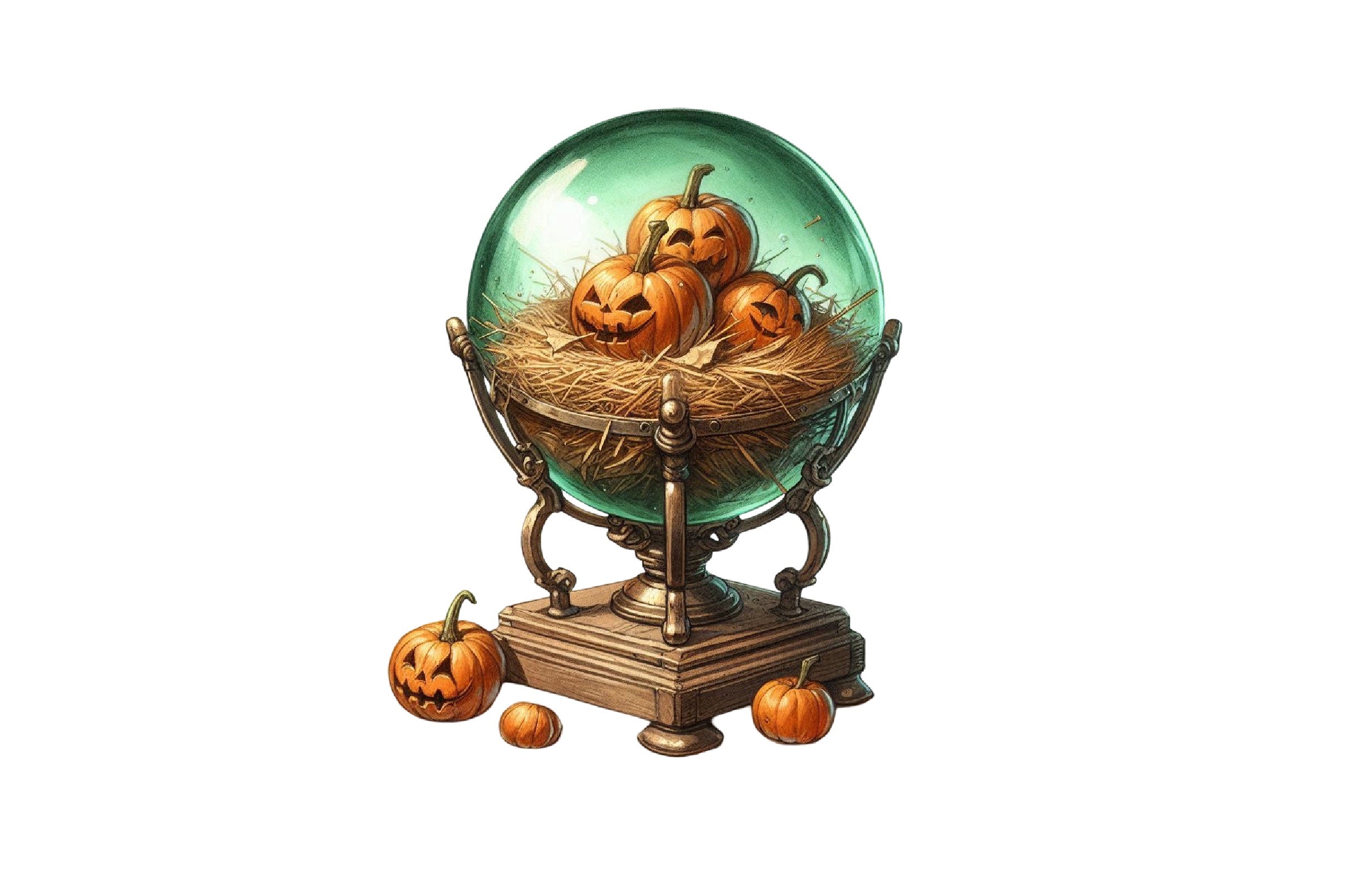 Antique Green Halloween Clipart Set - CraftNest - Digital Crafting and Art