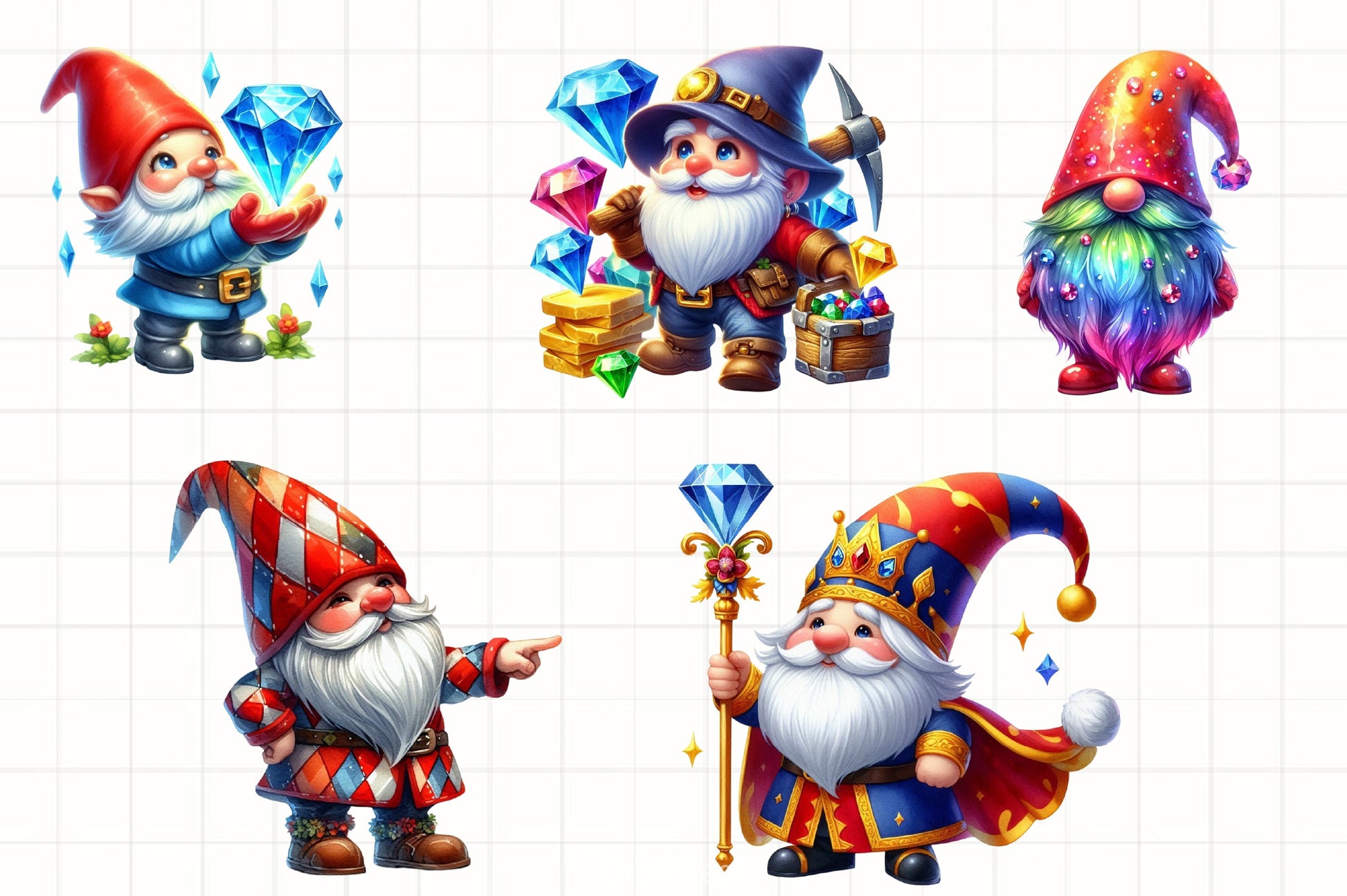 Diamond Gnome Clipart Bundle - CraftNest - Digital Crafting and Art