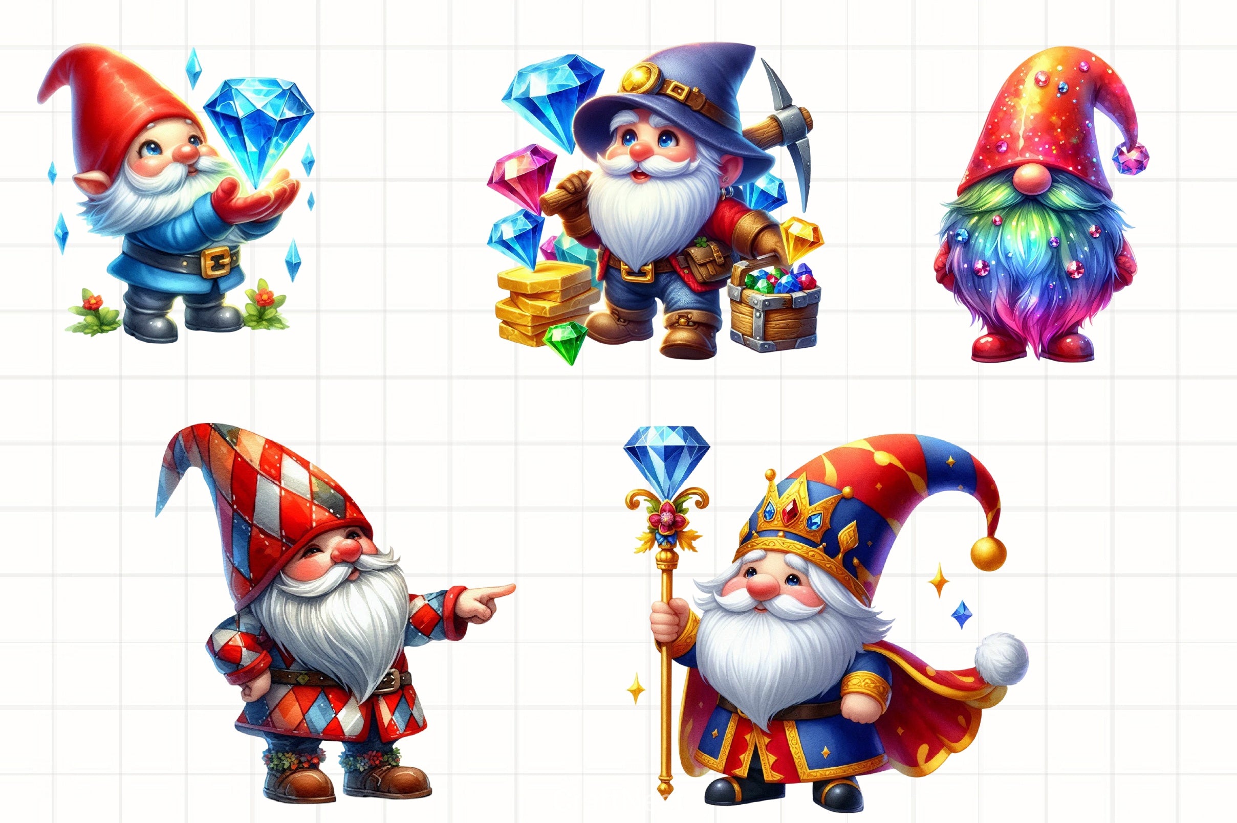 Diamond Gnome Clipart Bundle - CraftNest - Digital Crafting and Art