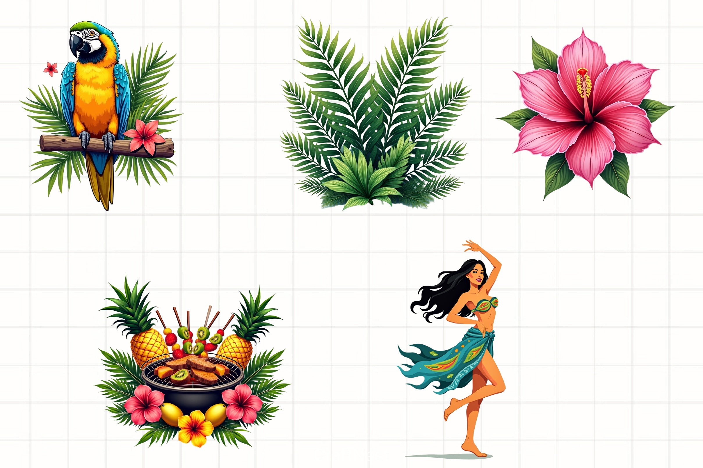 Tiki Hula Girl Luau Clipart Bundle - CraftNest - Digital Crafting and Art