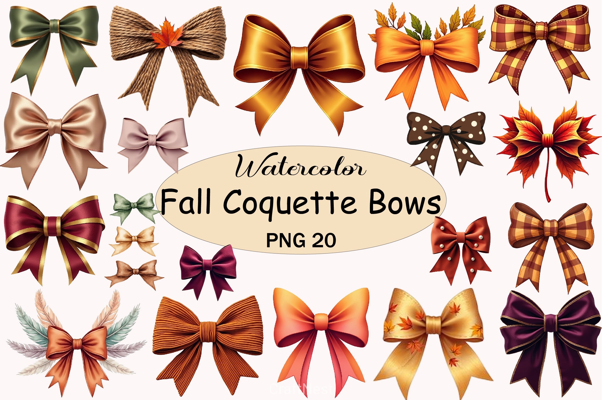 Fall Coquette Bows Clipart Bundle - CraftNest - Digital Crafting and Art
