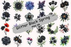 Glitter Luxury Black Spring Clipart Bundle 6 - CraftNest - Digital Crafting and Art