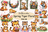 Cute Tiger Floral Clipart Bundle