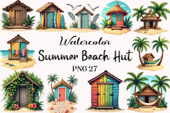 Summer Beach Hut Clipart Bundle - CraftNest - Digital Crafting and Art