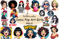 Comic Pop Art Girls Clipart Bundle - CraftNest - Digital Crafting and Art