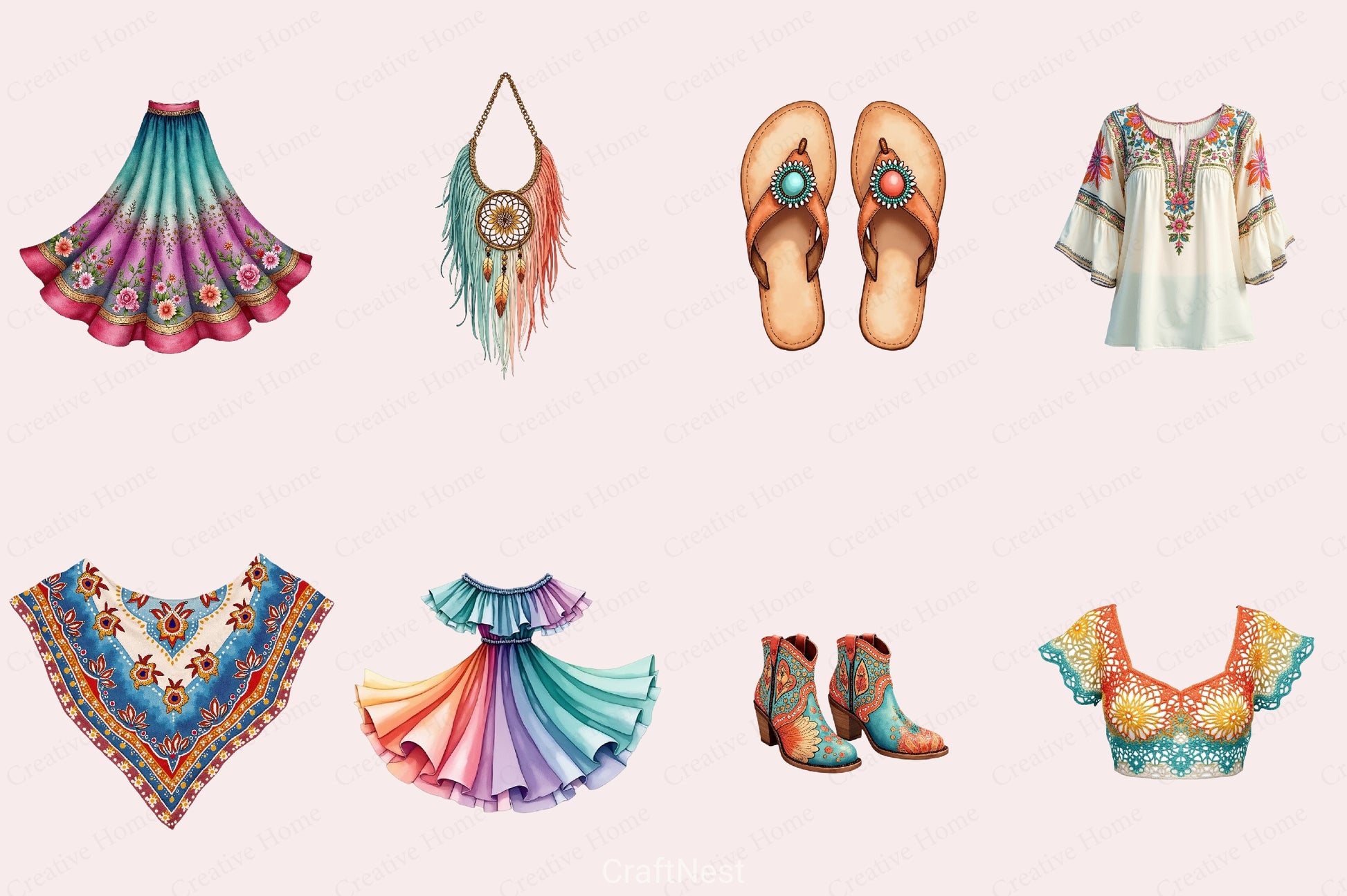 Boho Fashion Clipart Bundle 1 - CraftNest - Digital Crafting and Art