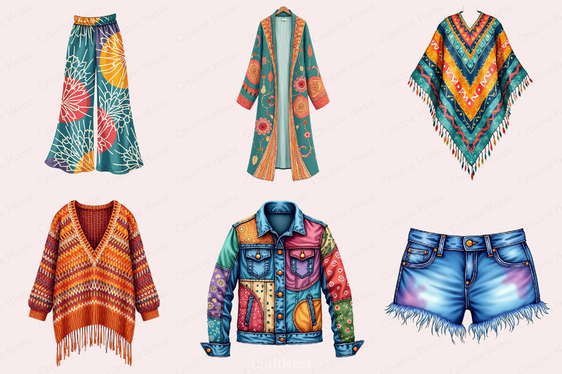 Boho Fashion Clipart Bundle 1 - CraftNest - Digital Crafting and Art