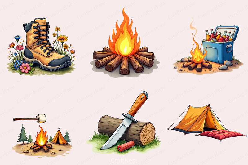 Camping Clipart Bundle - CraftNest - Digital Crafting and Art