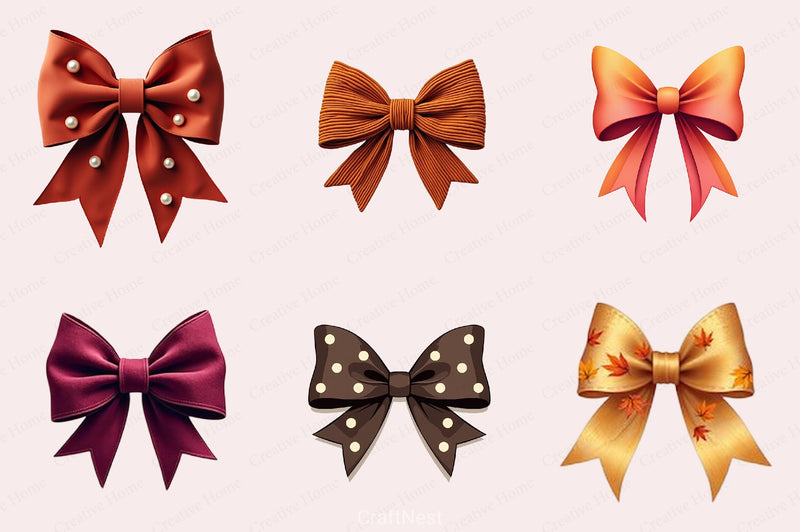 Fall Coquette Bows Clipart Bundle - CraftNest - Digital Crafting and Art