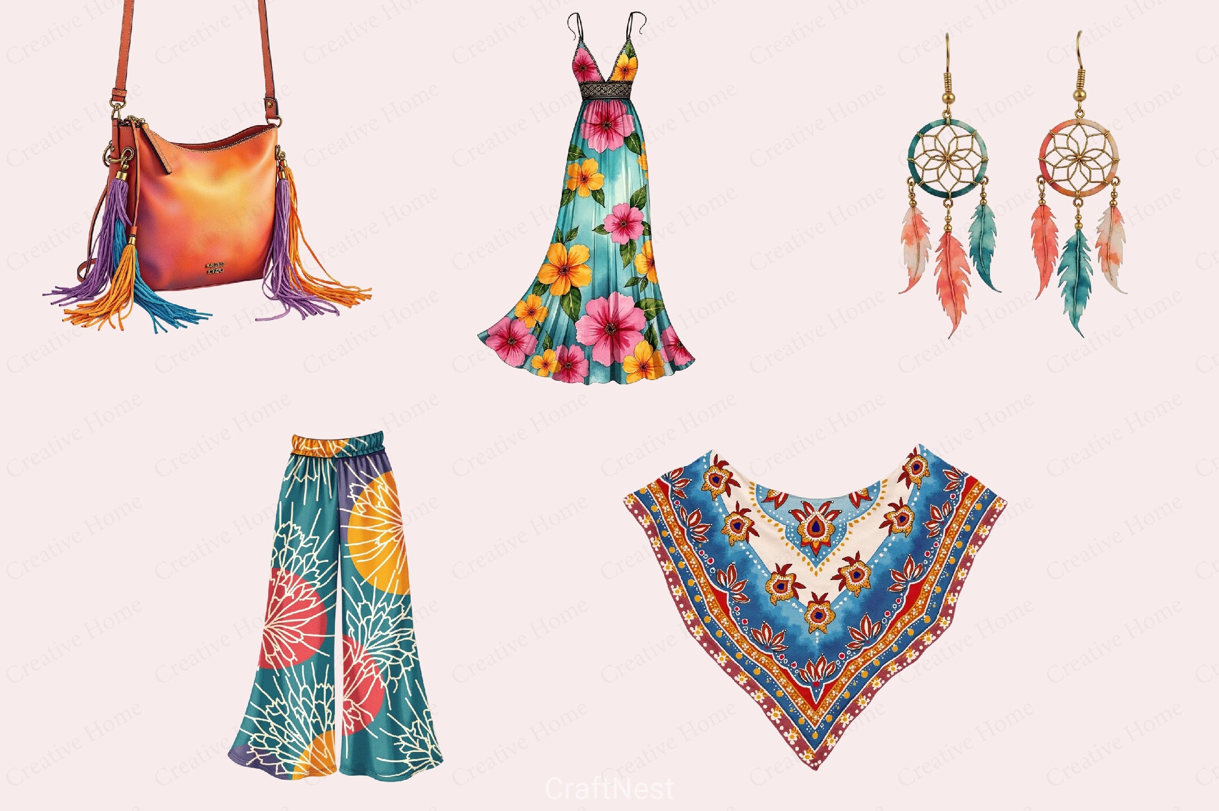 Boho Fashion Clipart Bundle 1 - CraftNest - Digital Crafting and Art