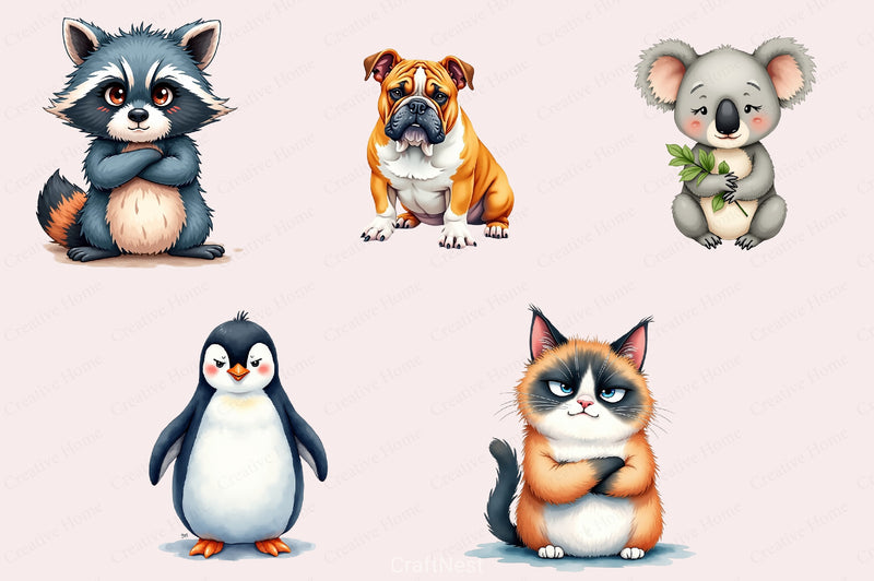 Cheeky Grumpy Animals Clipart Bundle 26 - CraftNest - Digital Crafting and Art