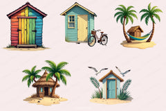Summer Beach Hut Clipart Bundle - CraftNest - Digital Crafting and Art