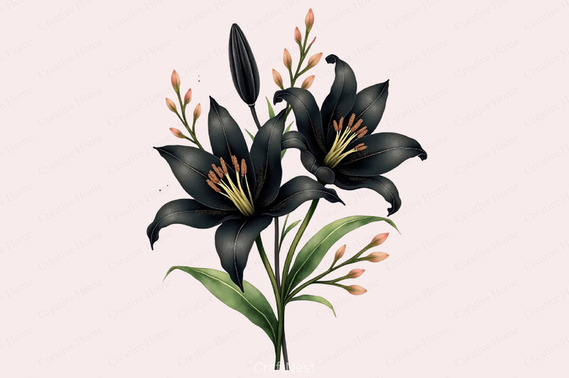 Glitter Luxury Black Spring Clipart Bundle 6 - CraftNest - Digital Crafting and Art