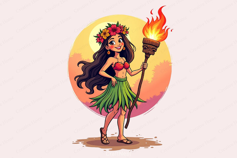 Hula Girl Clipart Bundle 3 - CraftNest - Digital Crafting and Art