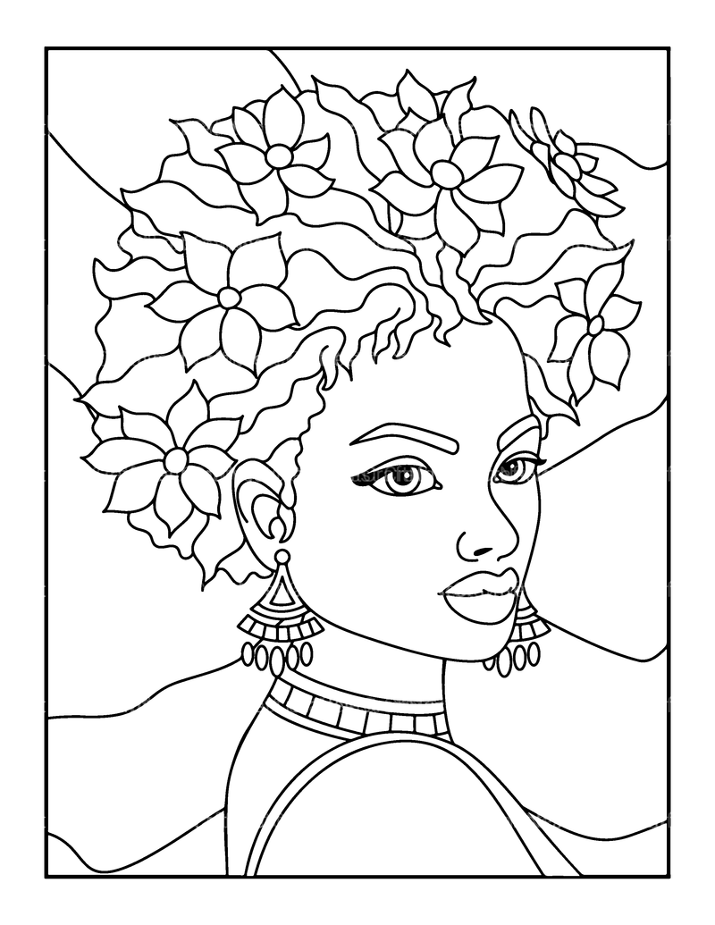 African Woman Coloring Book - CraftNest - Digital Crafting and Art