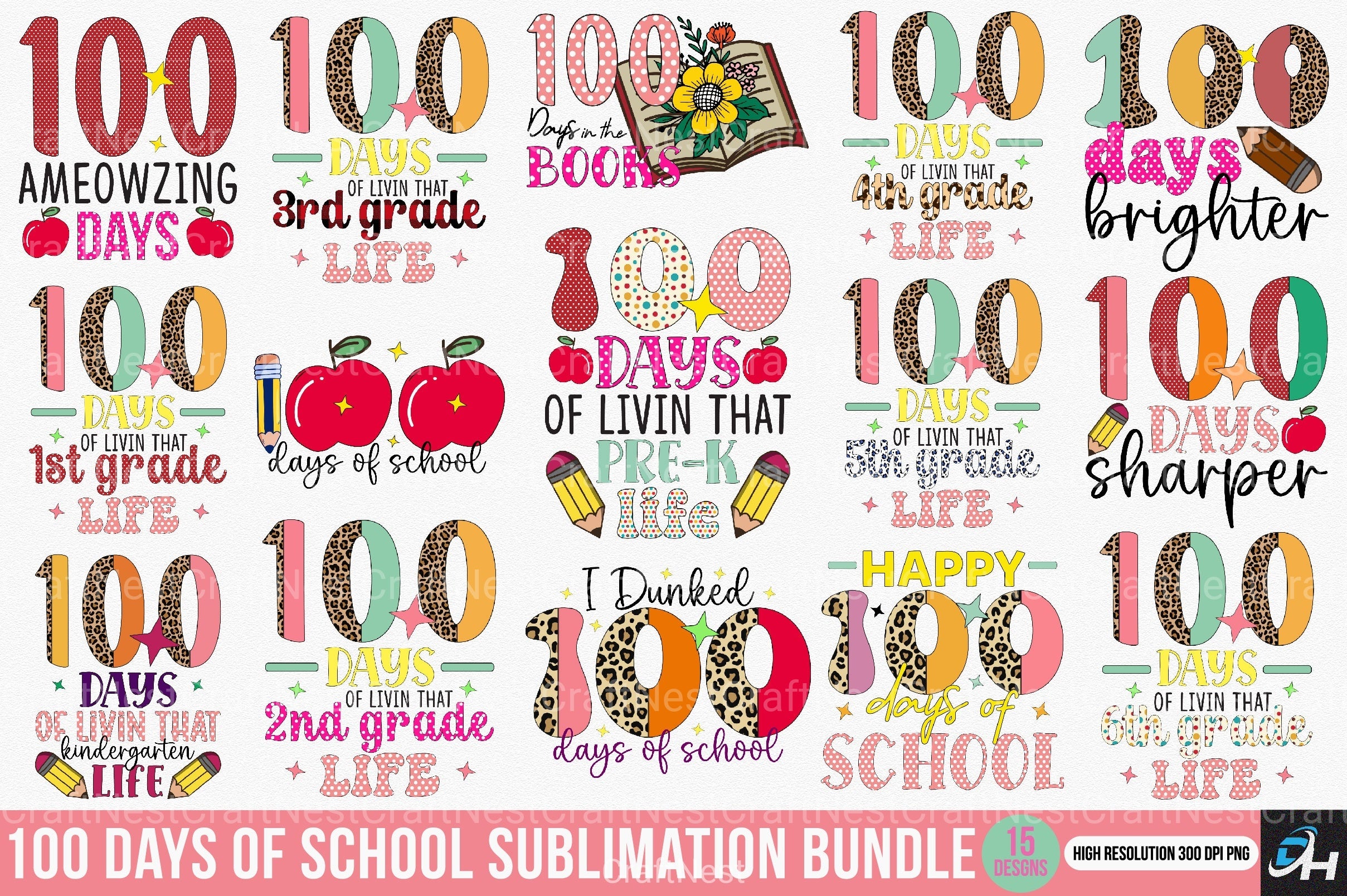 100 Days of School Clipart Bundle - CraftNest - Digital Crafting and Art
