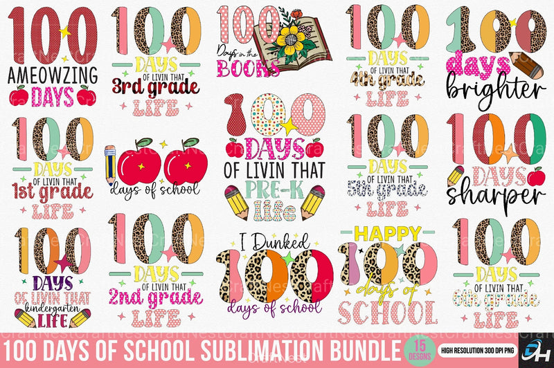 100 Days of School Clipart Bundle - CraftNest - Digital Crafting and Art