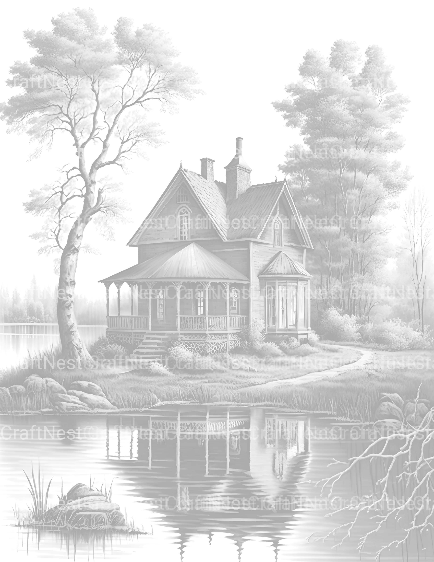 Lake Houses Coloring Book - CraftNest - Digital Crafting and Art