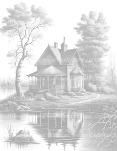 Lake Houses Coloring Book - CraftNest - Digital Crafting and Art