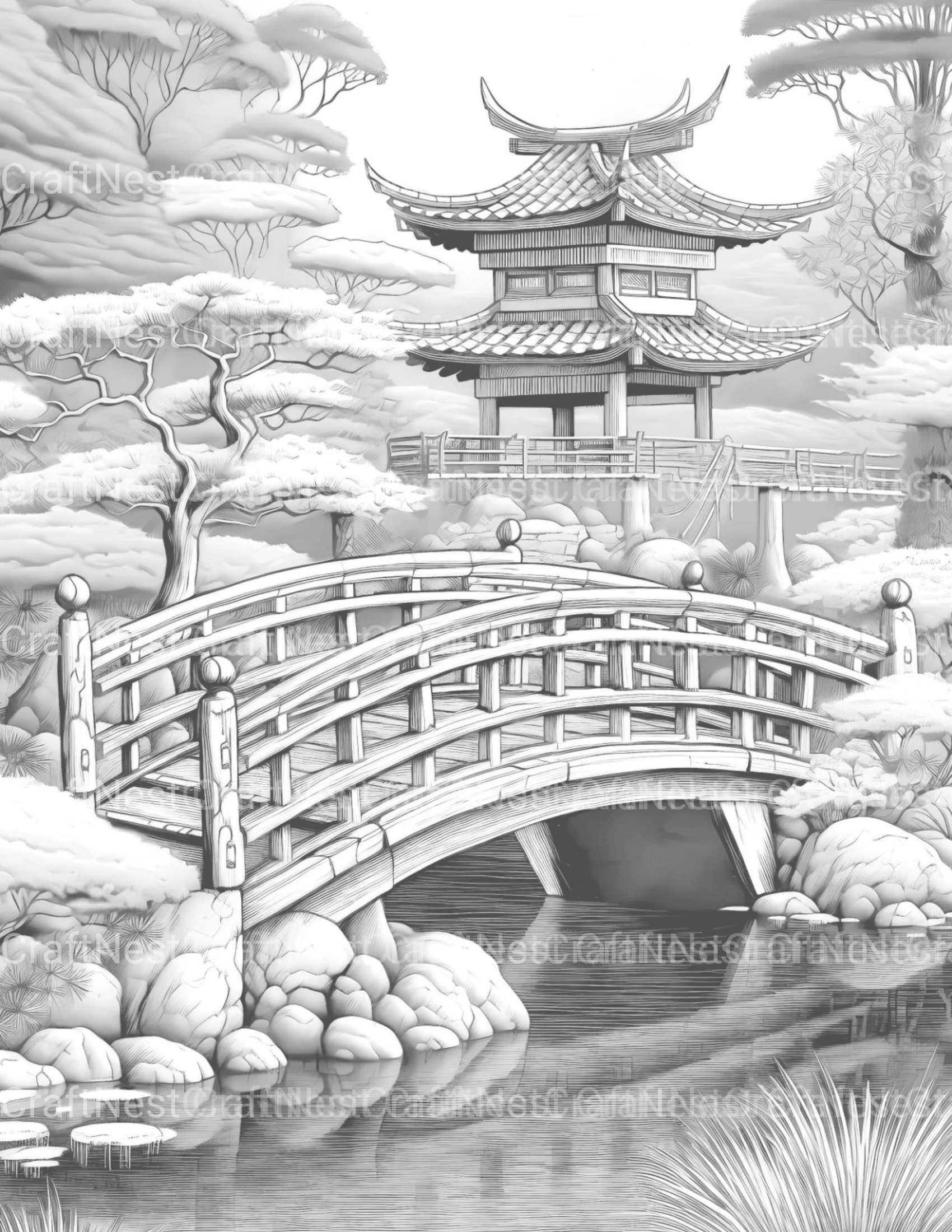 Japanese Garden Coloring Book - CraftNest - Digital Crafting and Art