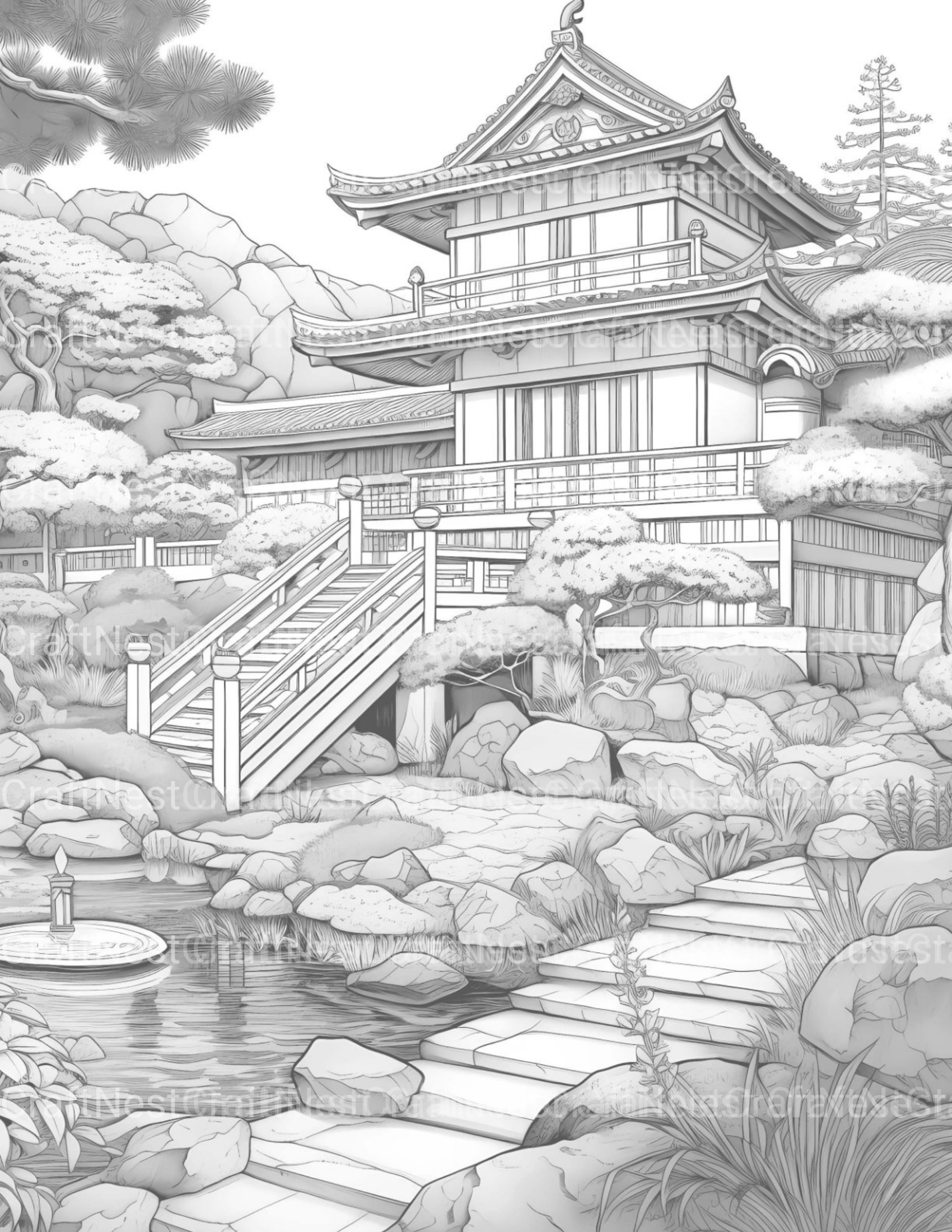 Japanese Garden Coloring Book - CraftNest - Digital Crafting and Art