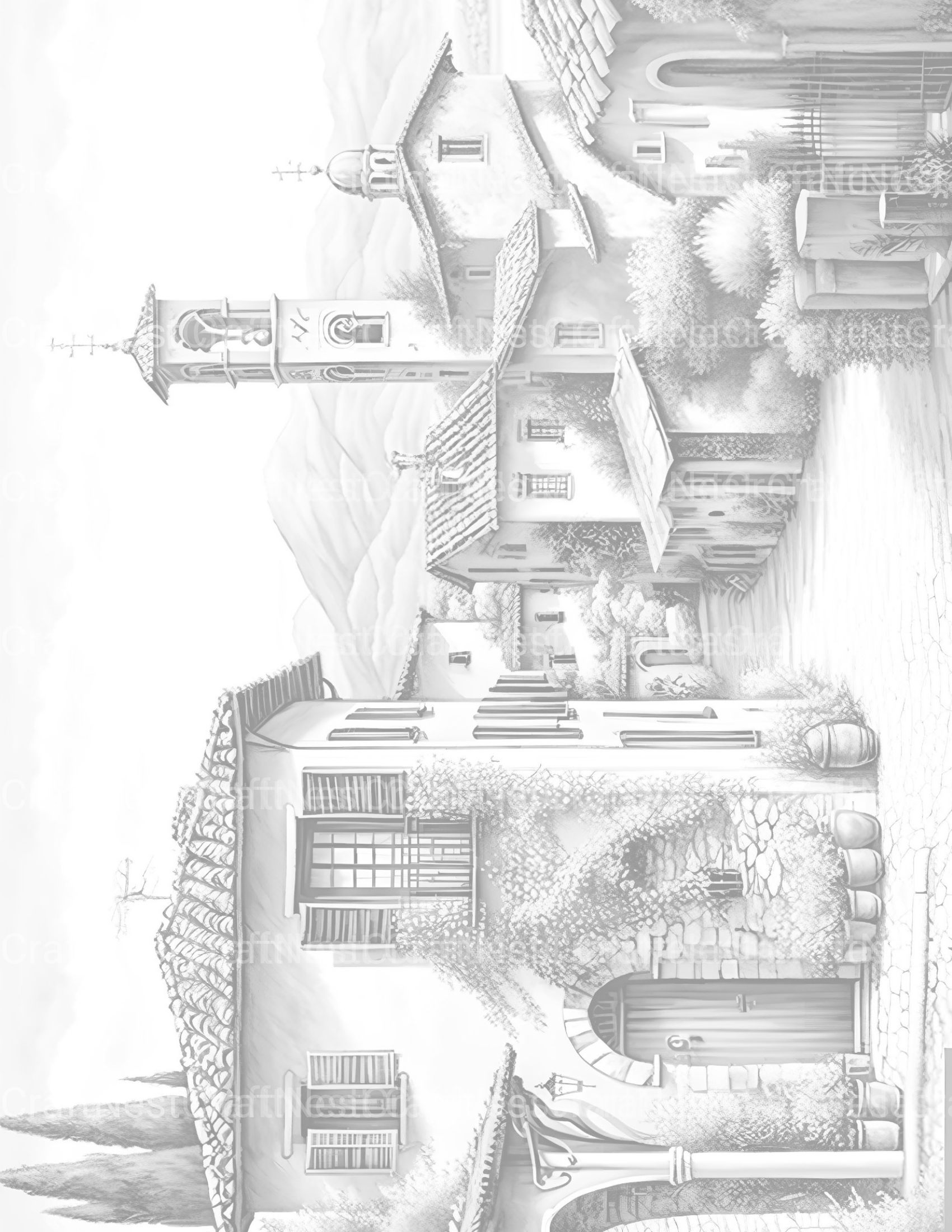 Italian Village Landscapes Coloring Book - CraftNest - Digital Crafting and Art