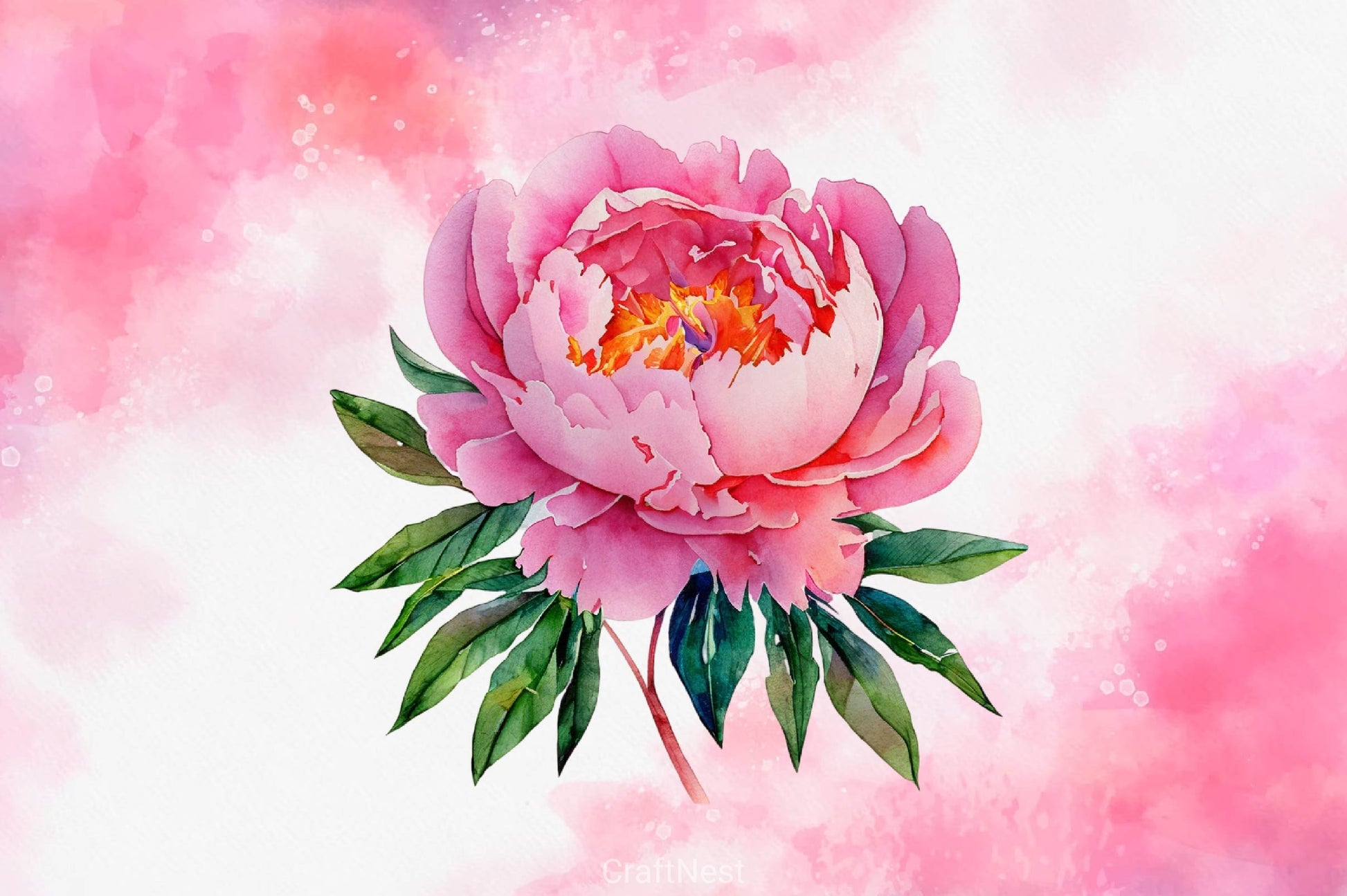 Pink Peony Set Clipart Bundle - CraftNest - Digital Crafting and Art