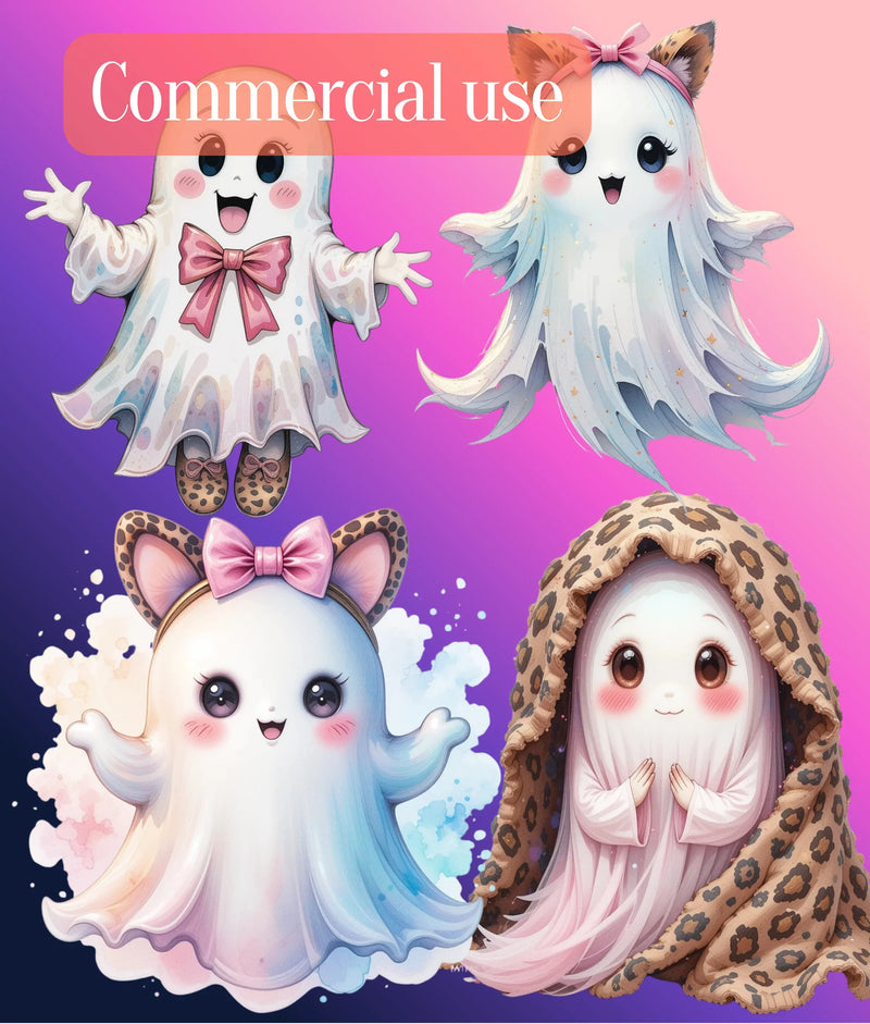 Preppy Halloween Ghost Clipart Bundle - CraftNest - Digital Crafting and Art