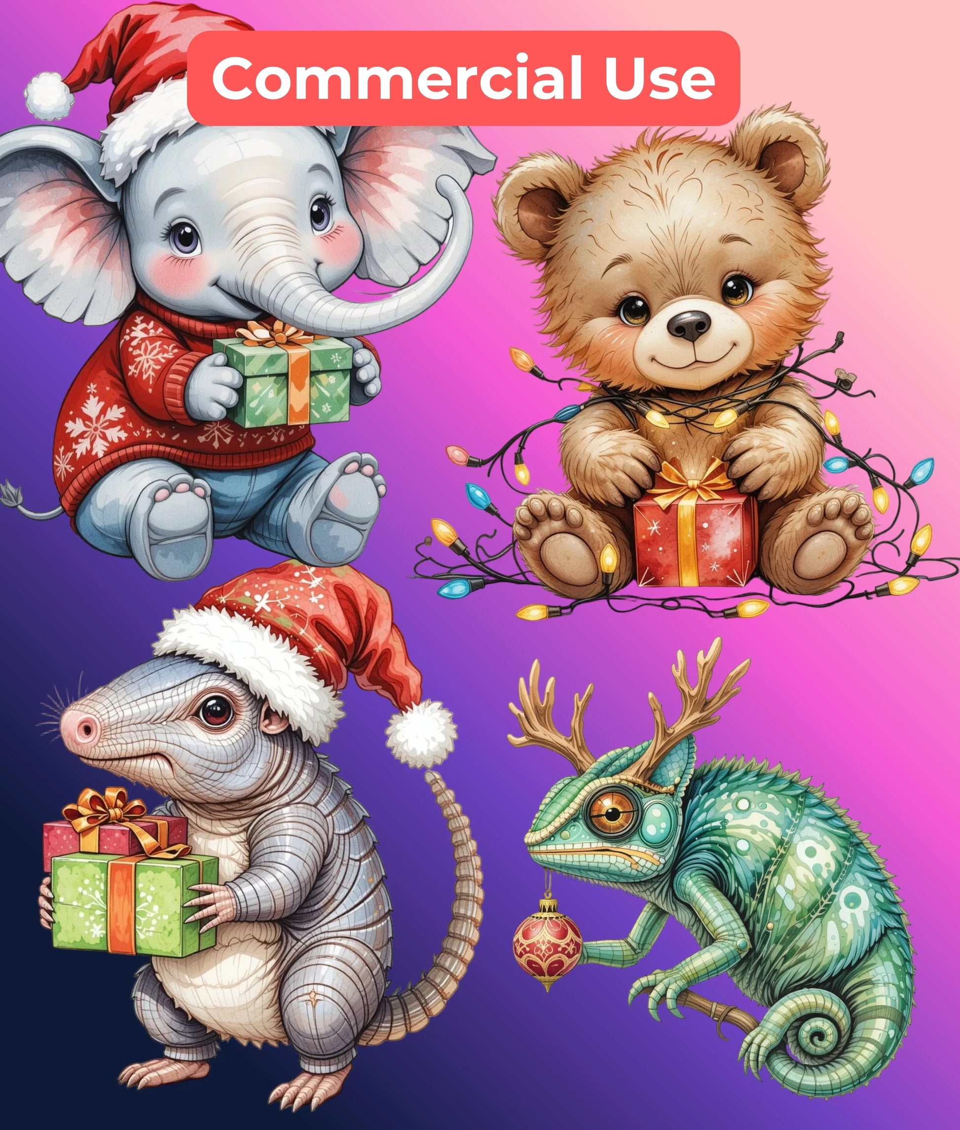 Christmas Zoo Clipart Bundle - CraftNest - Digital Crafting and Art